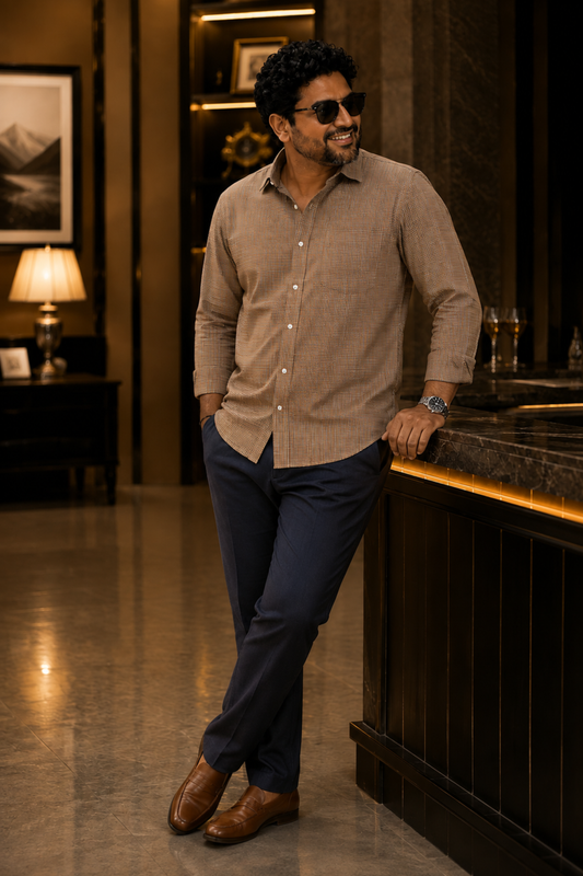 Terra Cota Check Formal Shirt