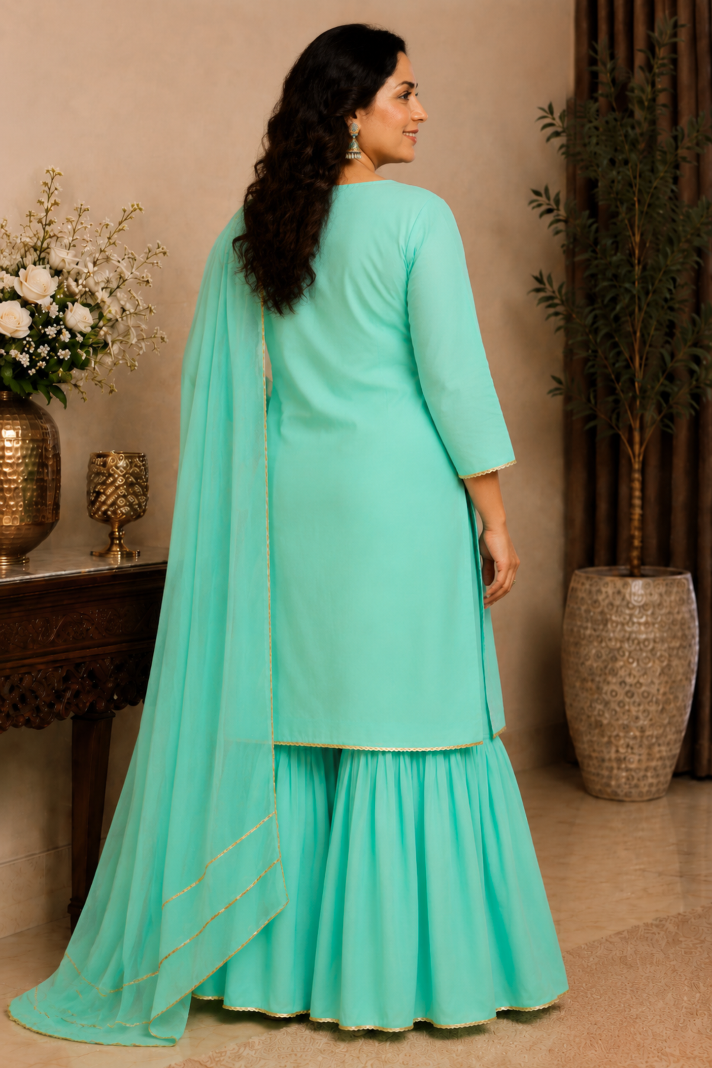 Turquoise Bliss Silk Suit Set