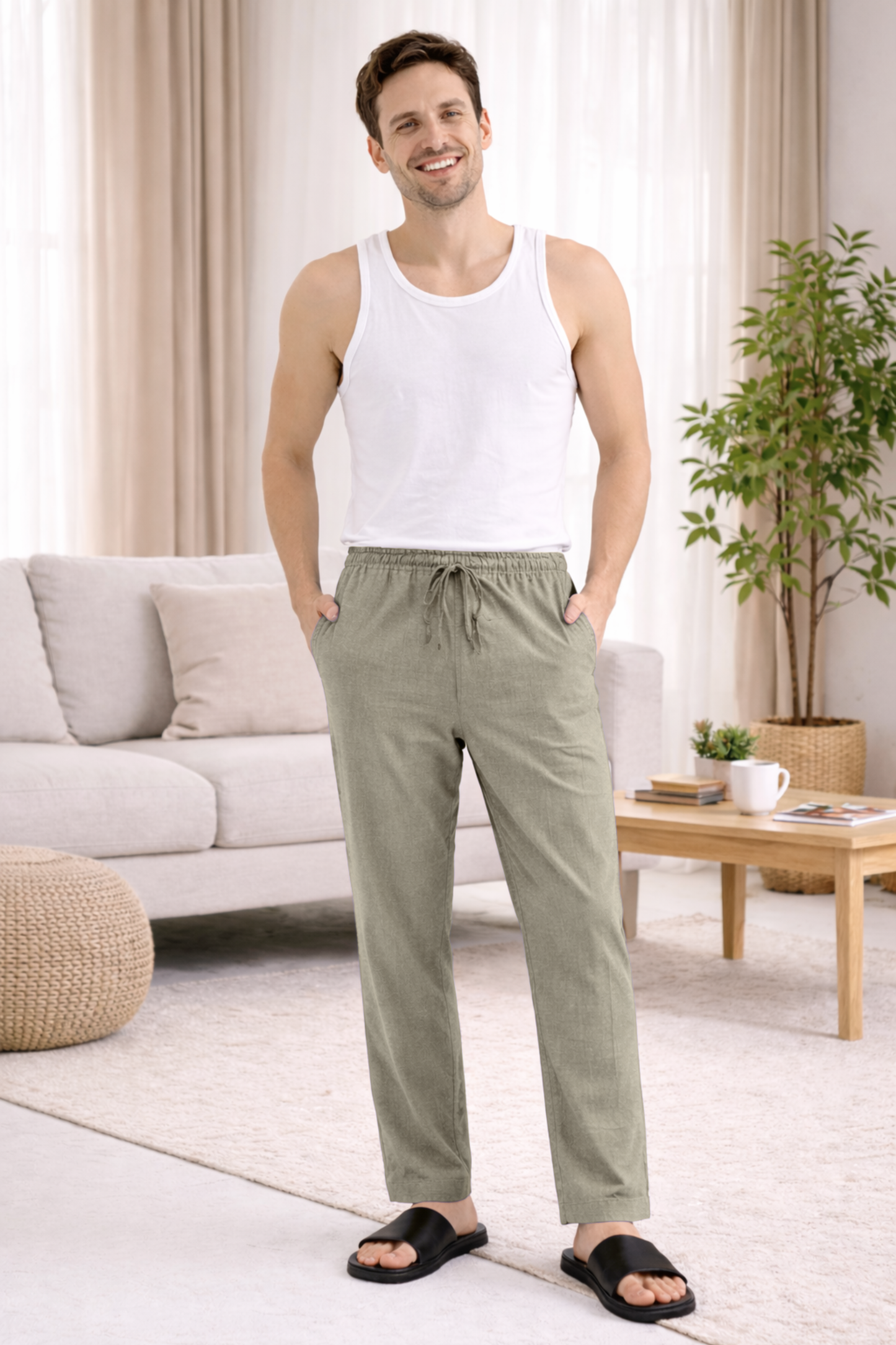 Umber Grey Cotton Pajama Pants