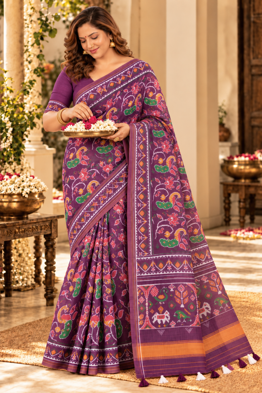 Vasudha Printed Saree With 1.5 Mtr Blouse Piece