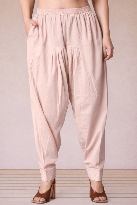 Very Light Pink Cotton Straight Salwar
