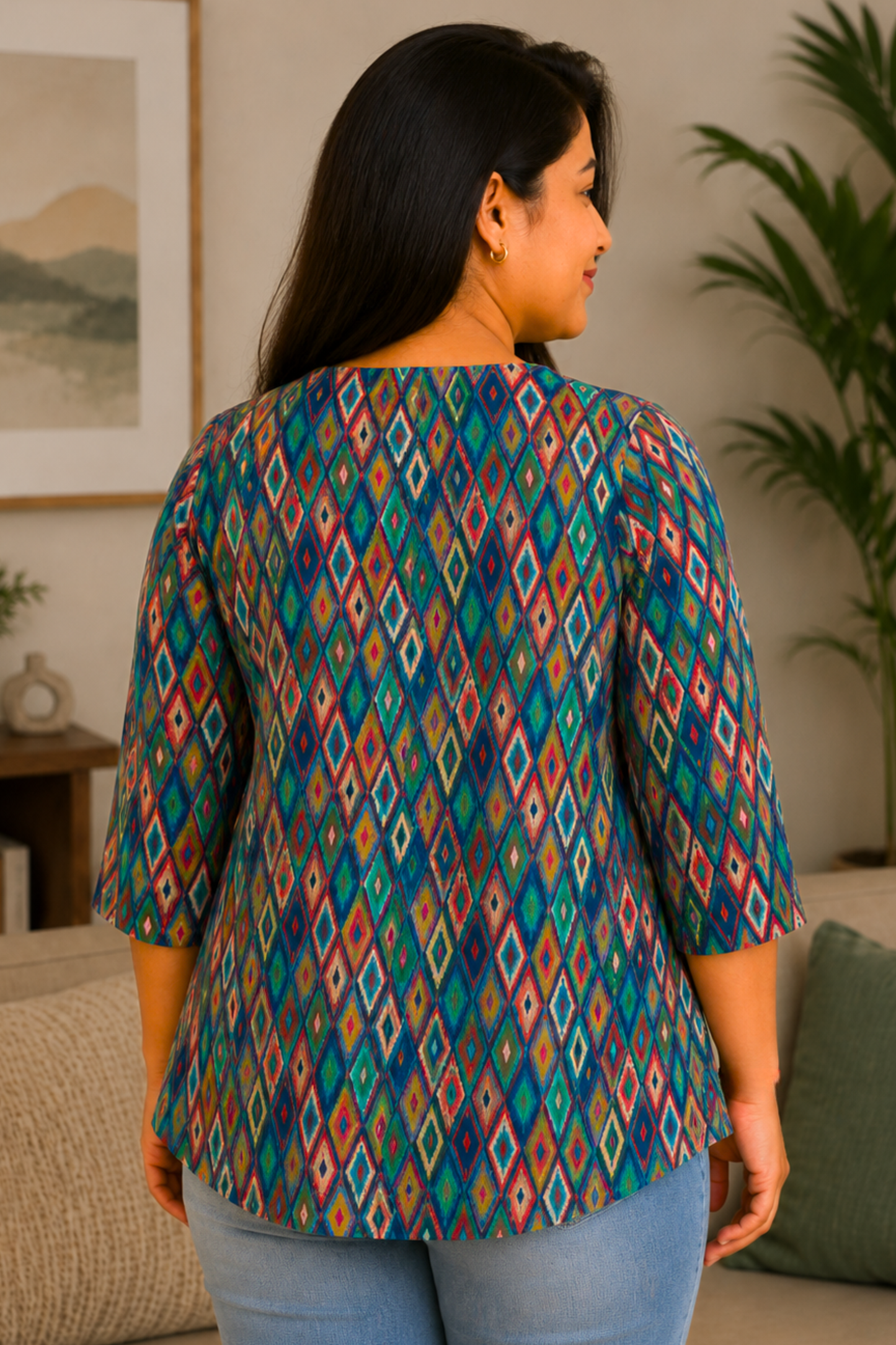 Vibrant Green Printed Short Kurta