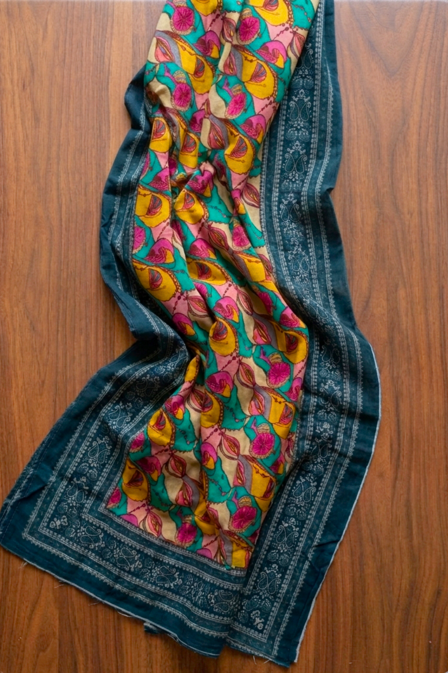 Vibrant Blue Silk Dupatta