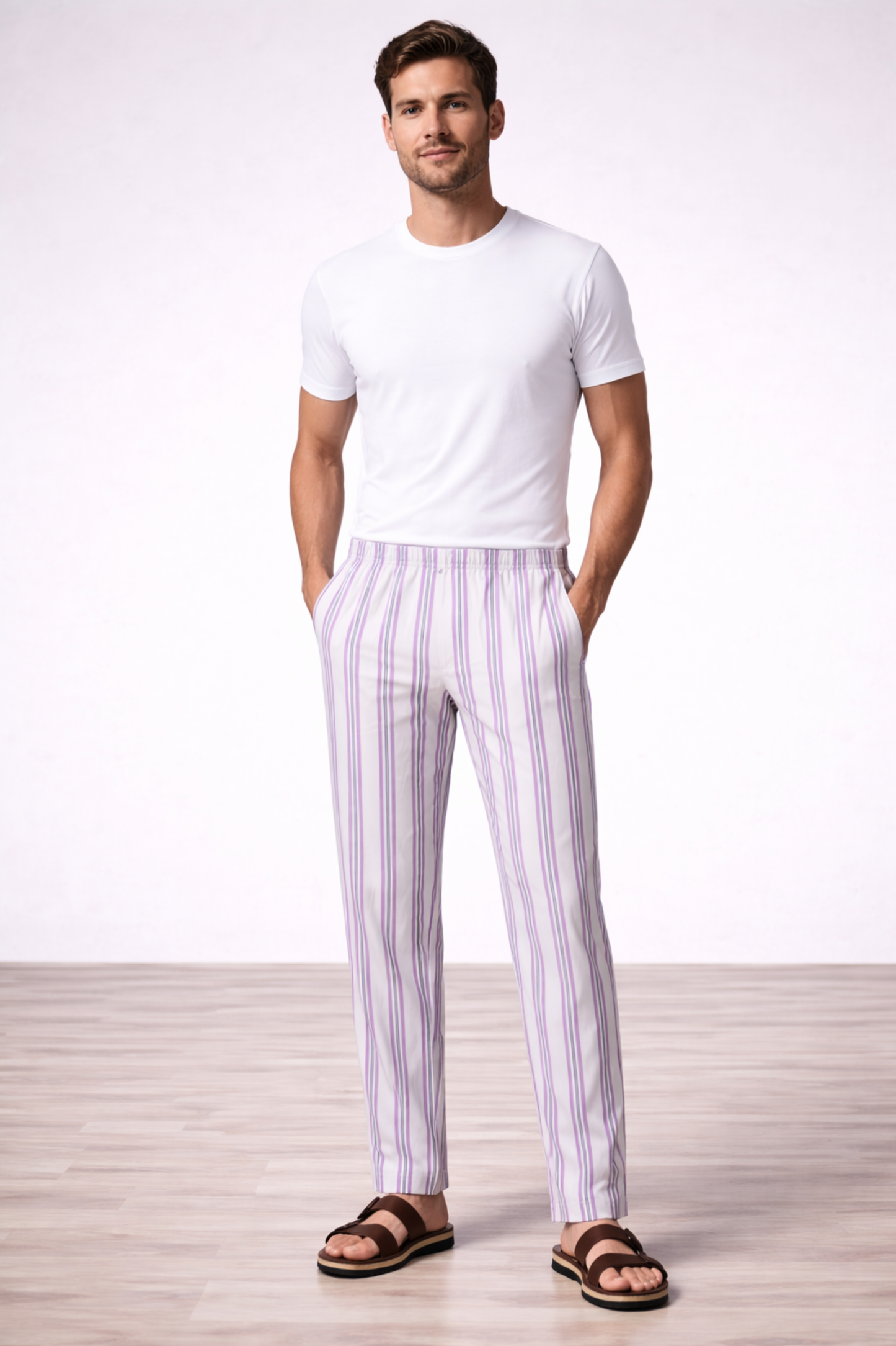 Violet Striped Cotton Pant Pajama