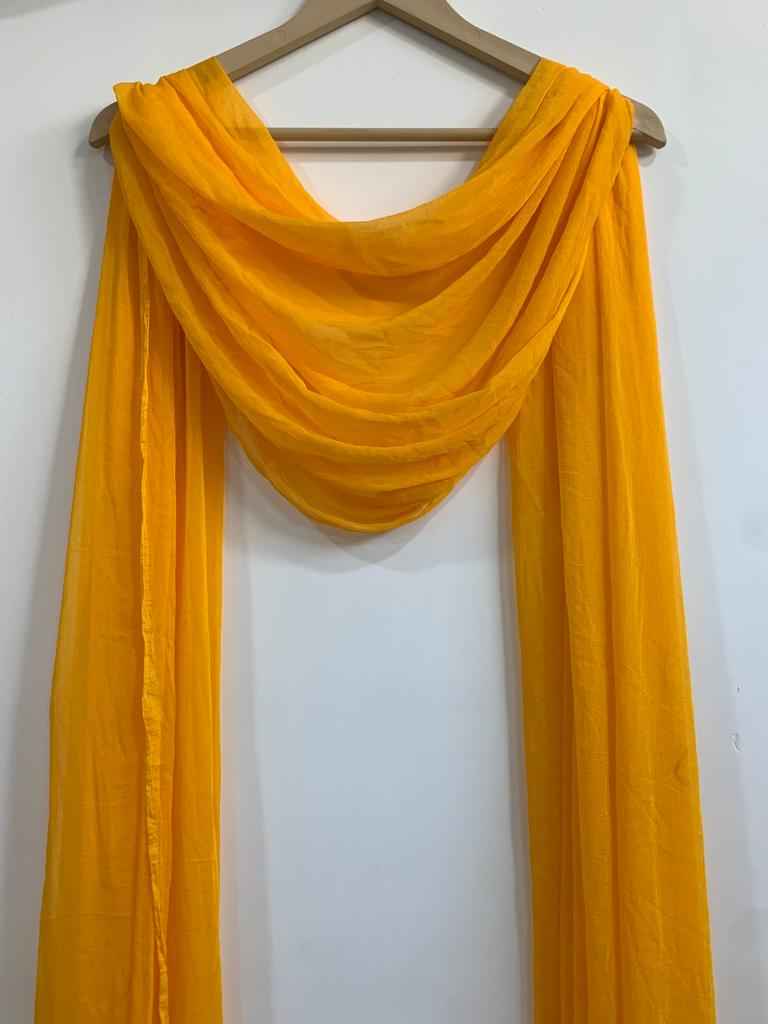 Buy Plus Size Solid Mustard Chiffon Dupatta At Apella | Sizes XS to 10 XL | India | Free Delivery | Customized