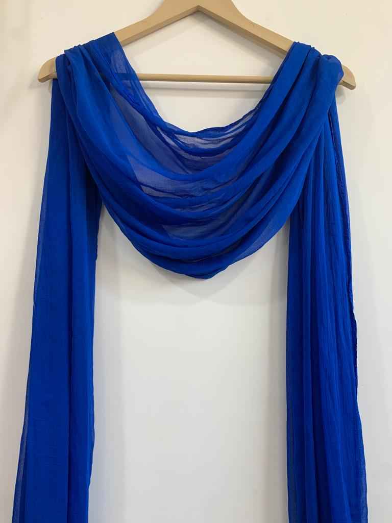 Buy Plus Size Royal Blue Chiffon Dupatta At Apella | Sizes XS to 10 XL | India | Free Delivery | Customized