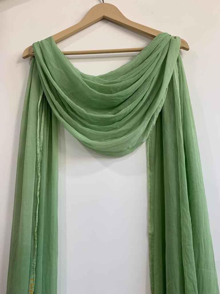 Buy Plus Size Pista Green Chiffon Dupatta At Apella | Sizes XS to 10 XL | India | Free Delivery | Customized