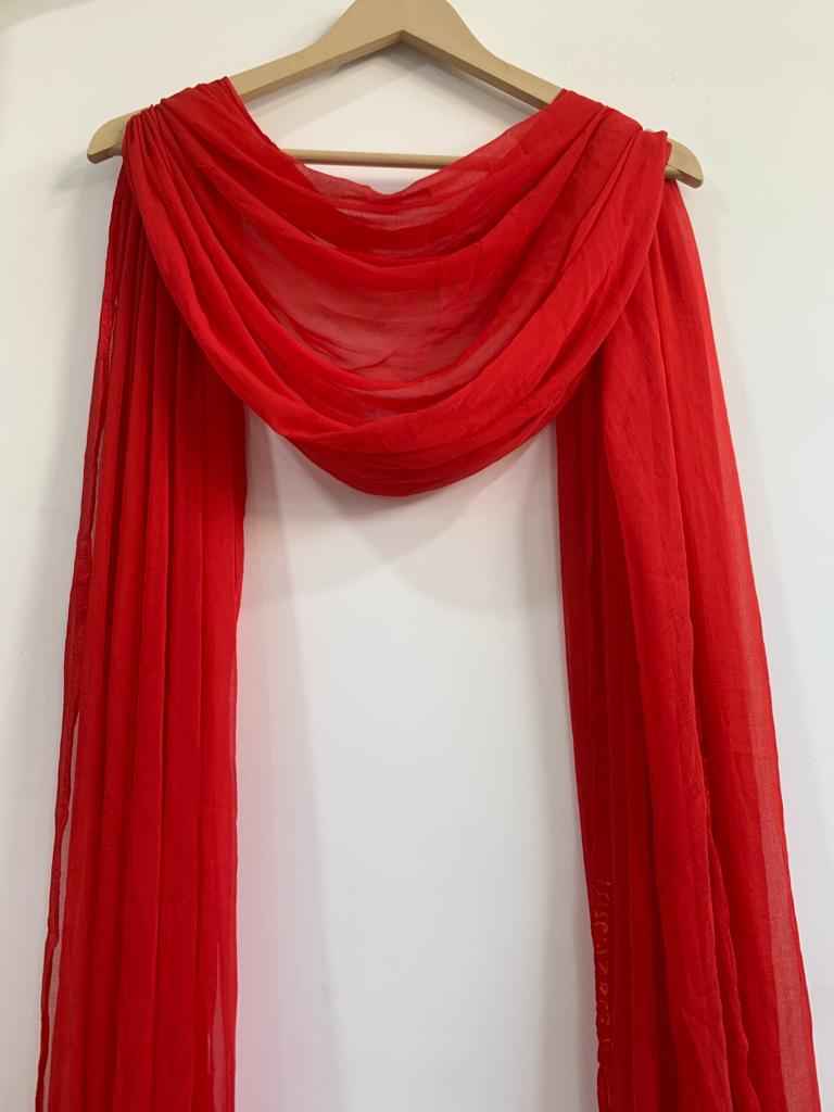 Buy Plus Size Solid Red Chiffon Dupatta At Apella | Sizes XS to 10 XL | India | Free Delivery | Customized