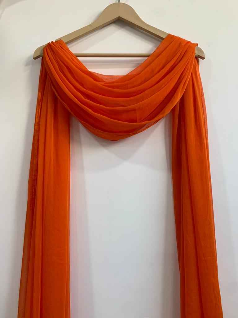 Buy Plus Size Solid Orange Chiffon Dupatta At Apella | Sizes XS to 10 XL | India | Free Delivery | Customized