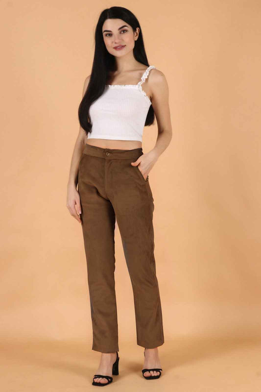 Buy Plus Size Brown Corduroy Pant At Apella | Sizes XS to 10 XL | India | Free Delivery | Customized