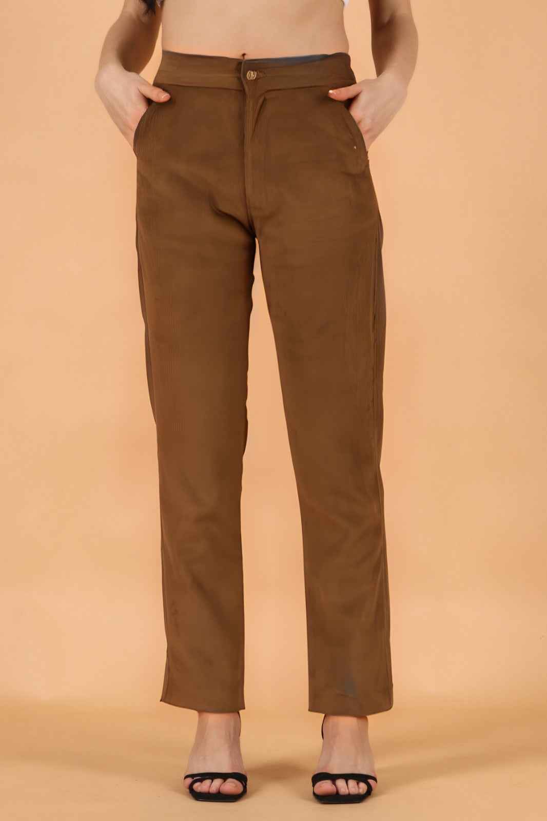 Buy Plus Size Brown Corduroy Pant At Apella | Sizes XS to 10 XL | India | Free Delivery | Customized