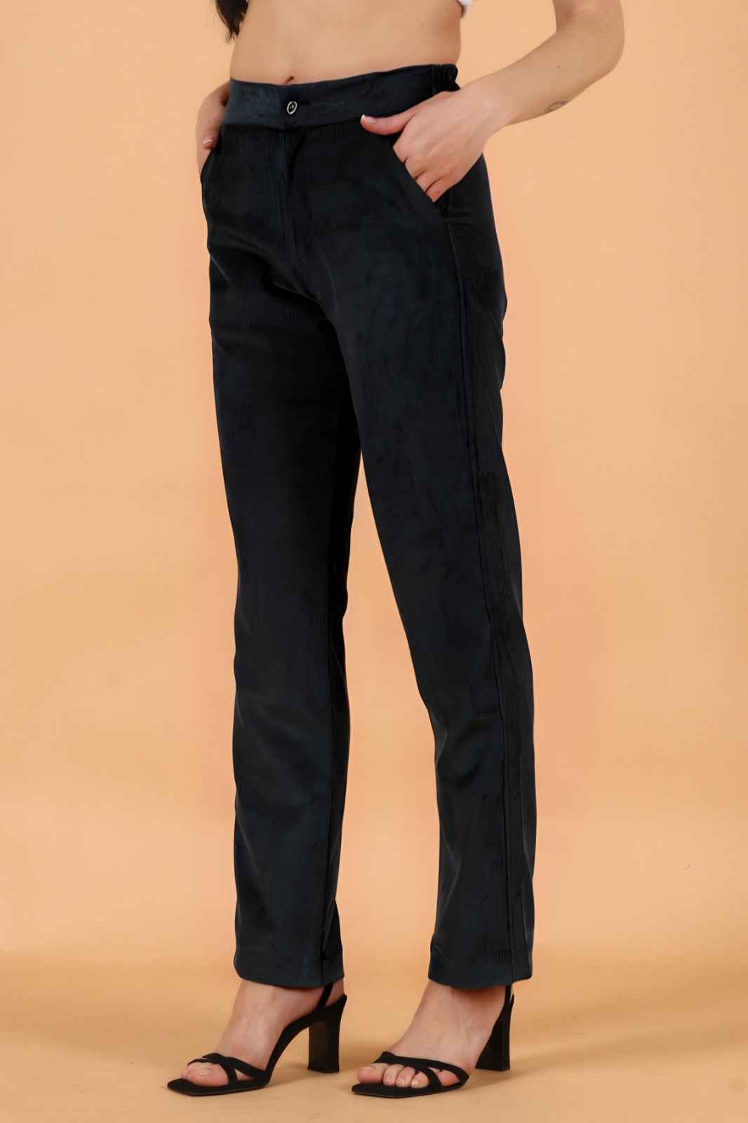 Buy Plus Size Black Corduroy Pant At Apella | Sizes XS to 10 XL | India | Free Delivery | Customized