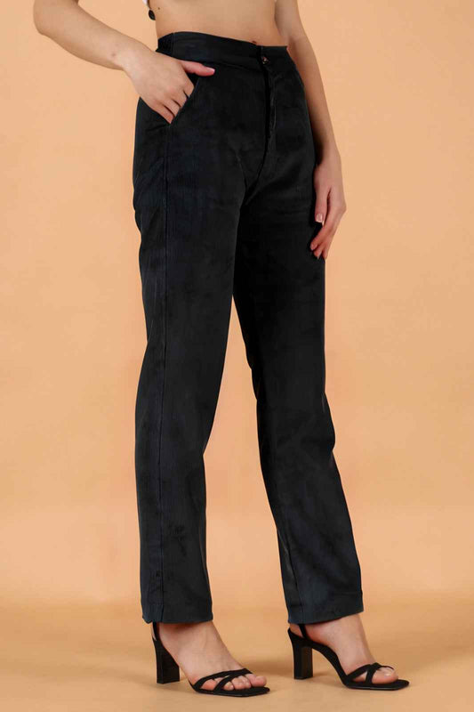 Buy Plus Size Black Corduroy Pant At Apella | Sizes XS to 10 XL | India | Free Delivery | Customized