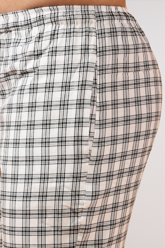 White Checked Cotton Pajama