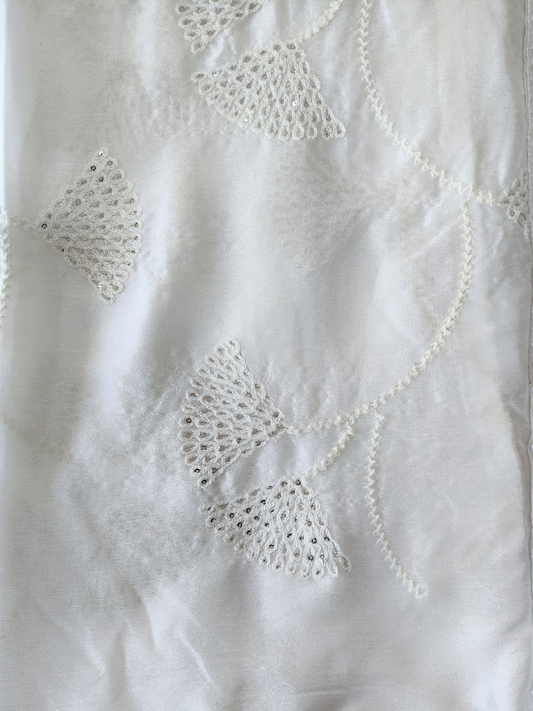 White Chinnon Embroidery Dupatta
