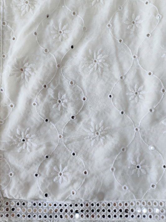 White Chiffon Embroidery Dupatta