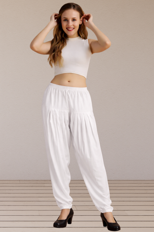 White Easy Fit Rayon Salwar