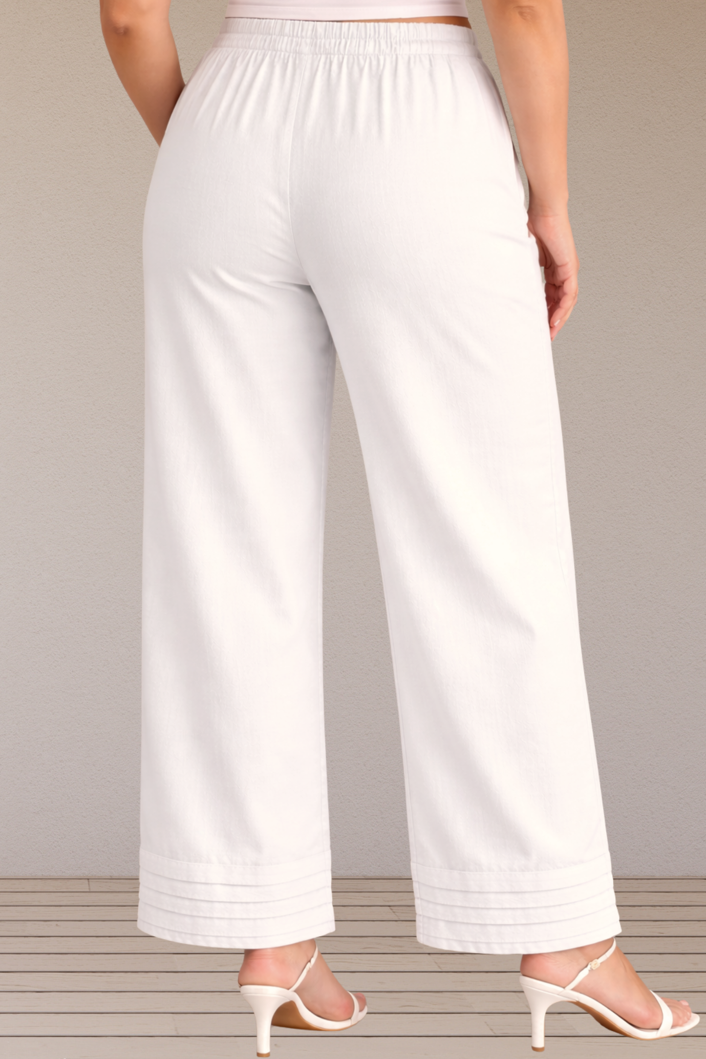 White Pintuked Cotton Palazzo