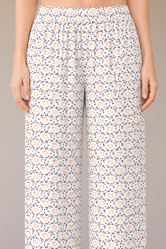 White Printed Cotton Palazzo