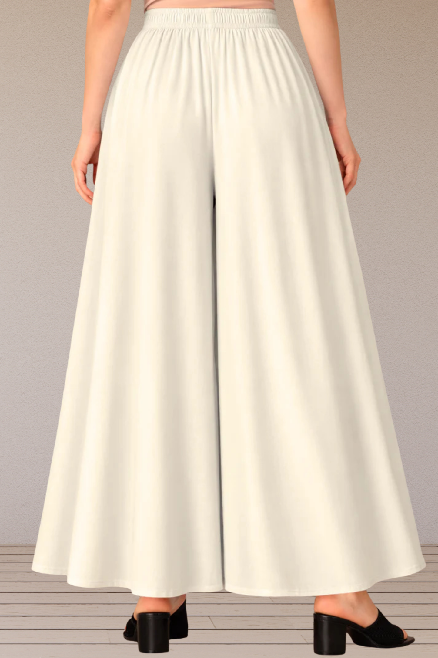 White Rayon Belted Skirt Palazzo