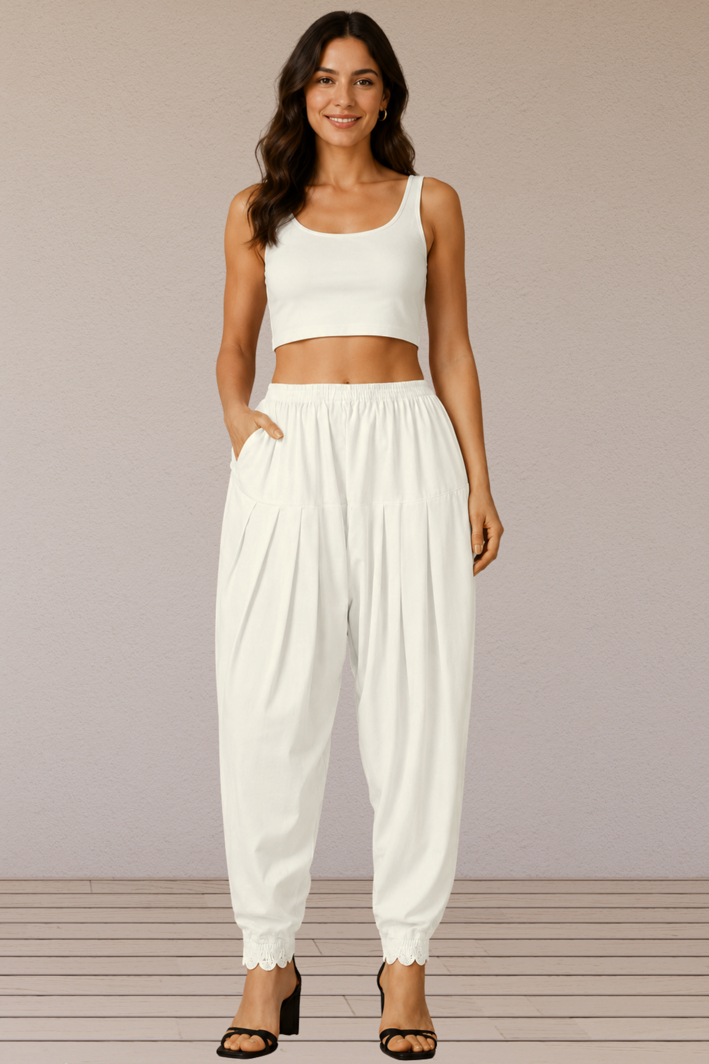 White Scallop Cut Salwar