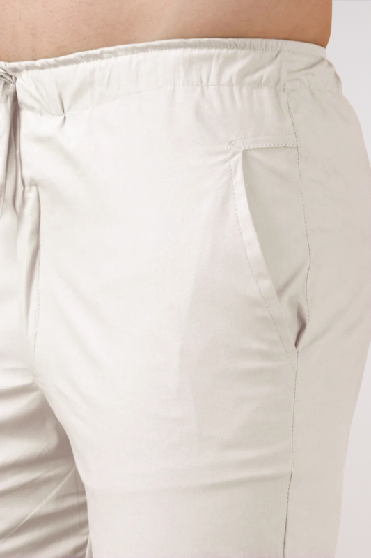 White Solid Cotton Cargo Pants- 4 Pocket