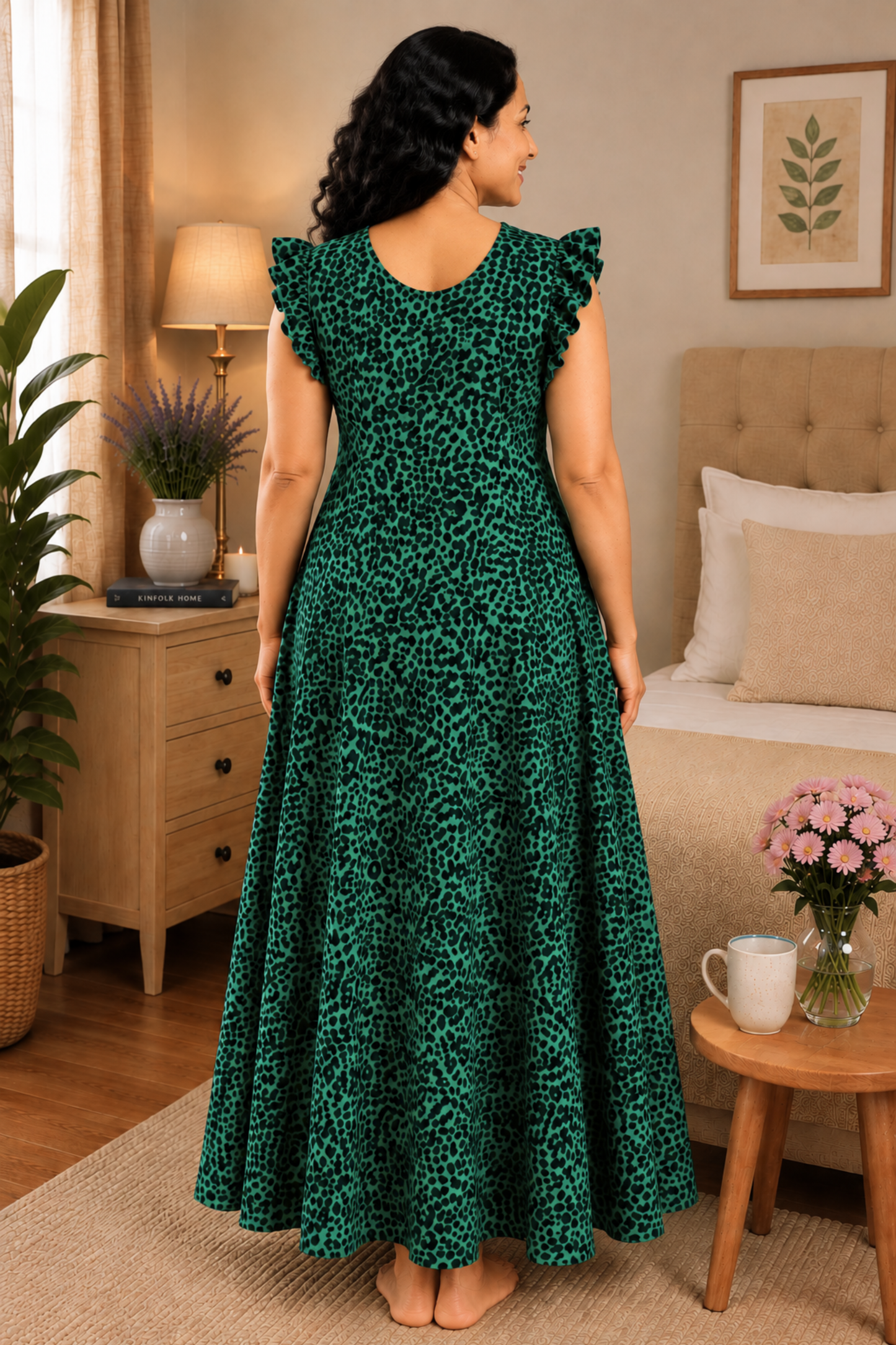 Wild Emerald Rayon Lounge Dress