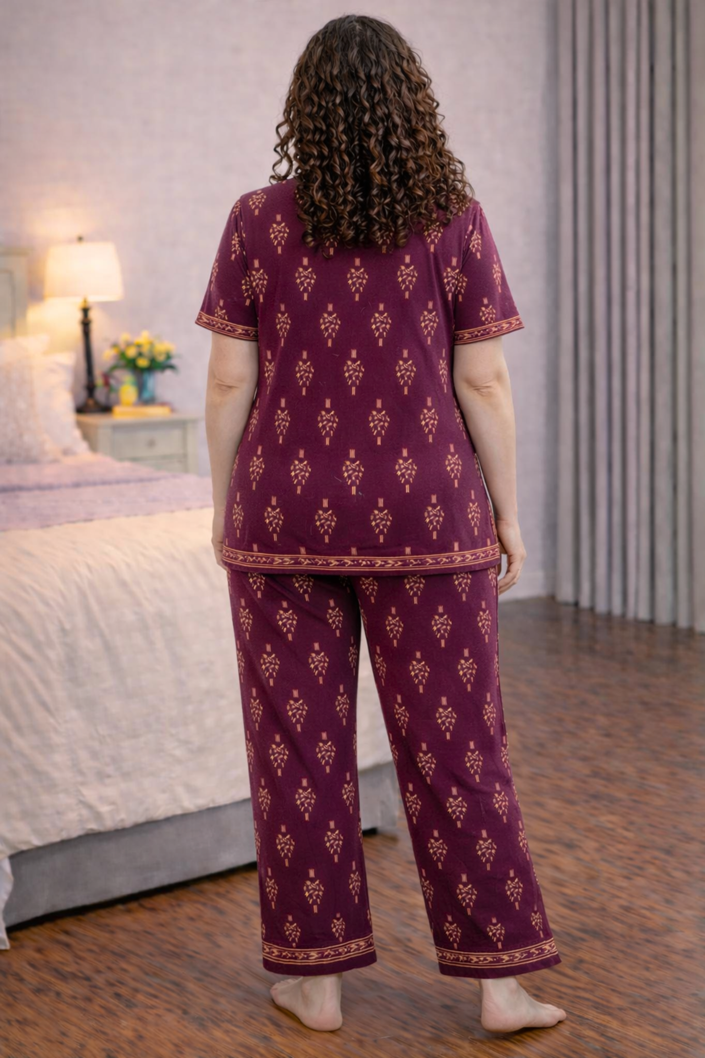 Summer Merlot Cotton Night Suit