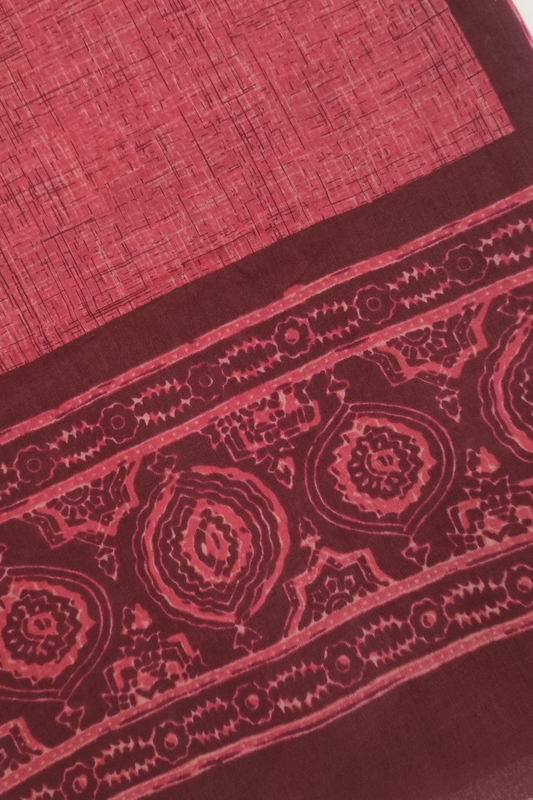 Maroon Block Printed Cotton Dupatta