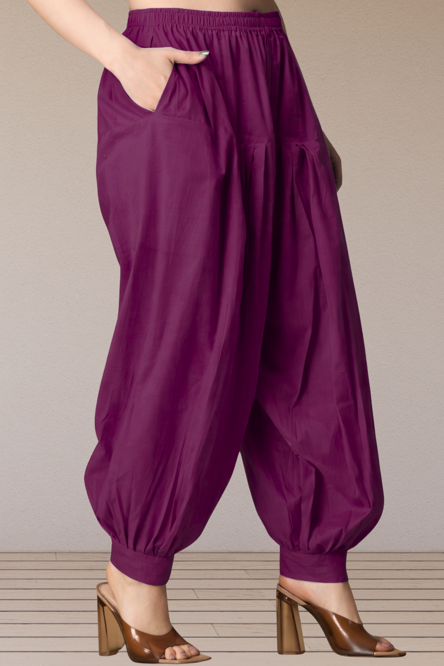 Wine Cotton Afghani Salwar