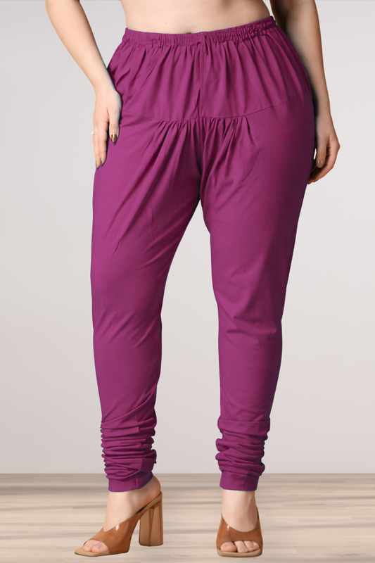 Wine Cotton Churidar Pants