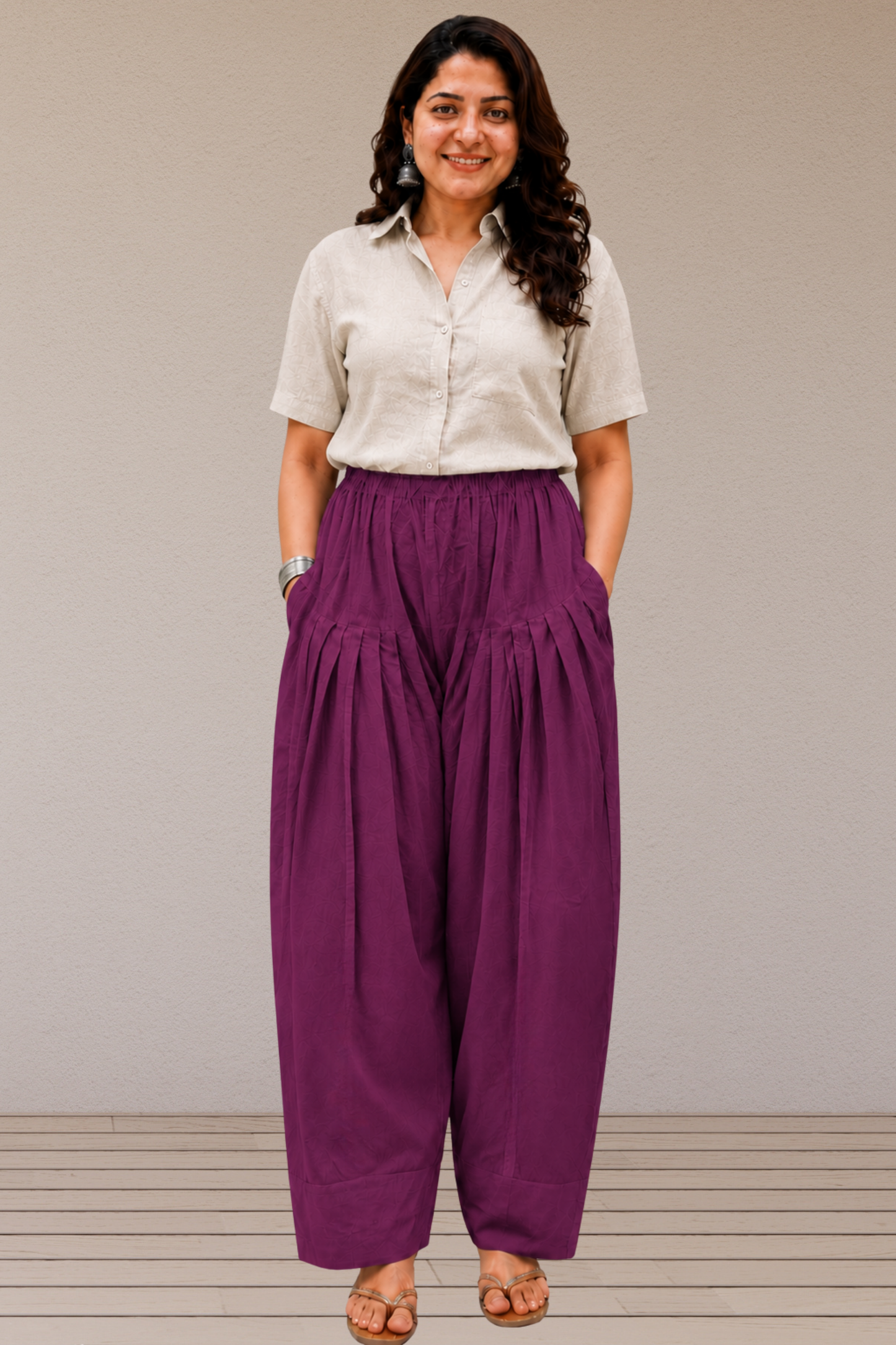 Wine Cotton Farshi Salwar