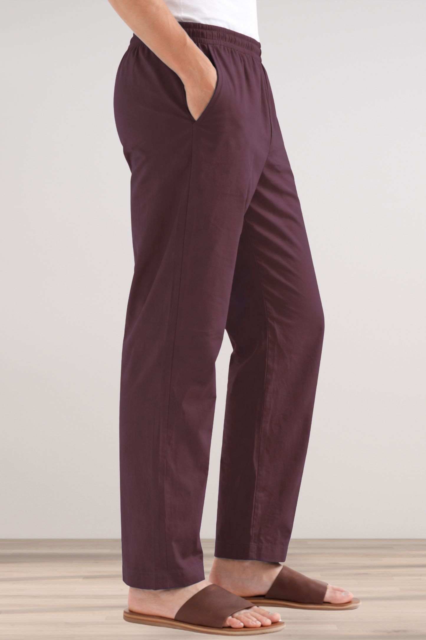 Wine Cotton Pant Pajama
