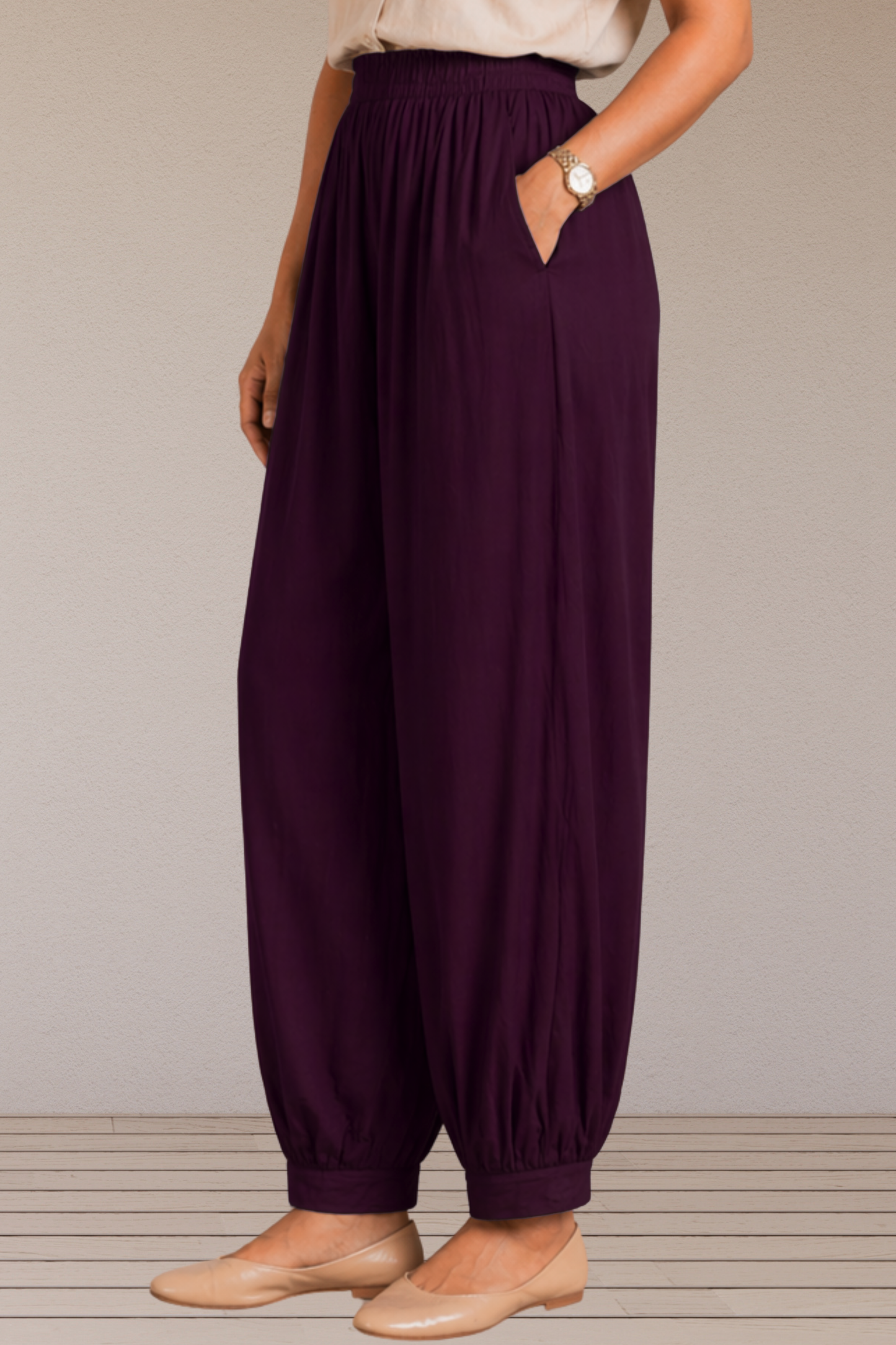 Wine Rayon Afghani Pants