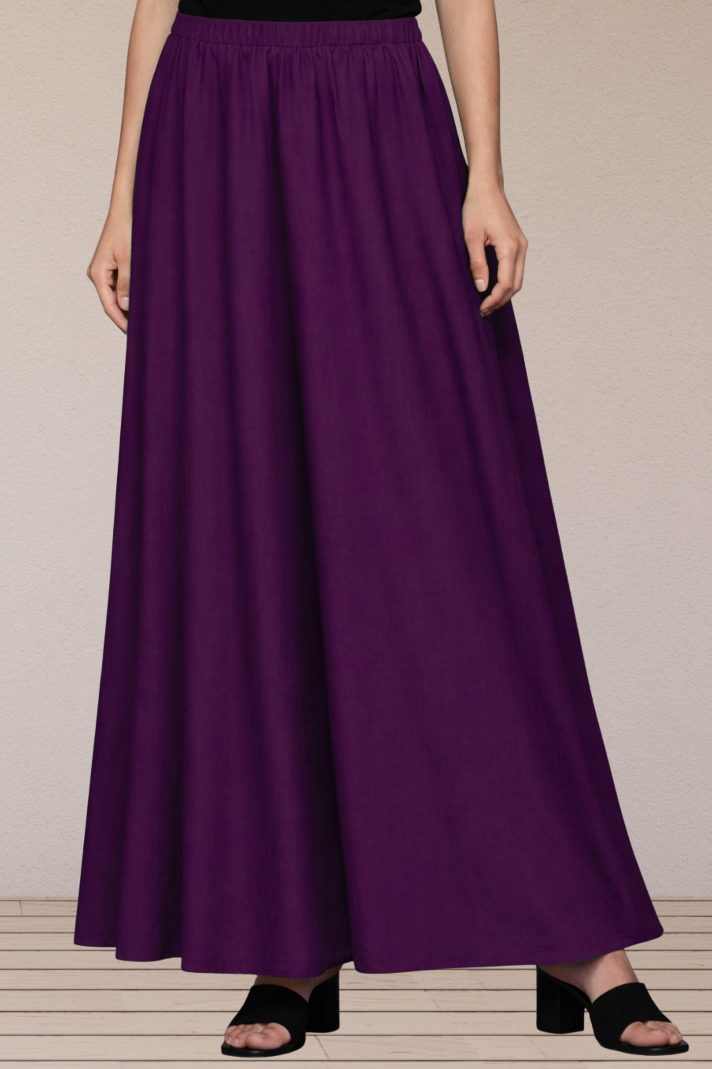 Wine Rayon Long Skirt