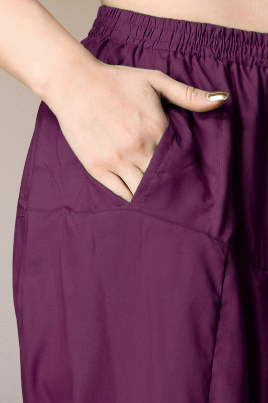 Wine Rayon Pleated Salwar