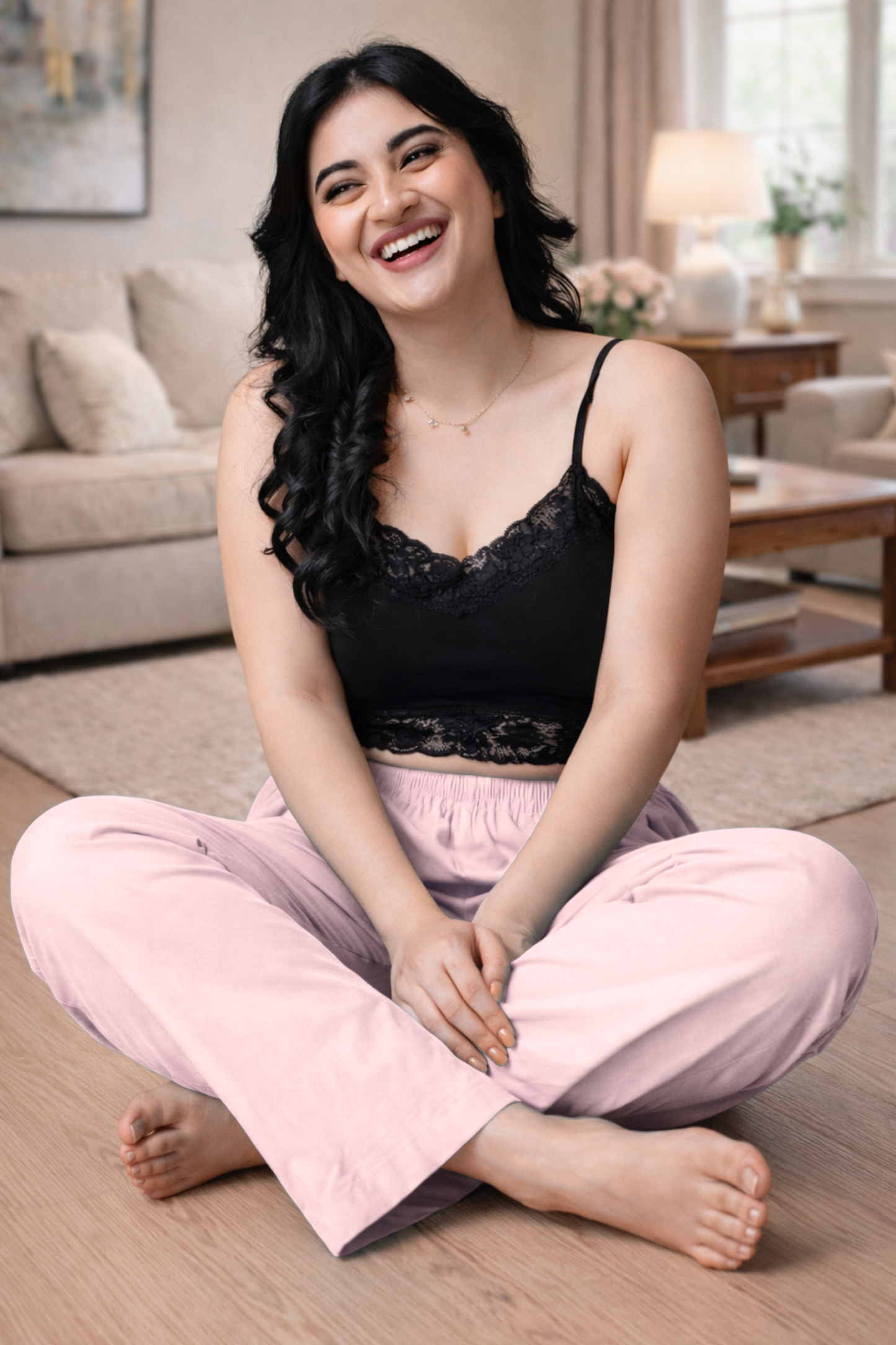 Very Light Pink Cotton Kurti Pant