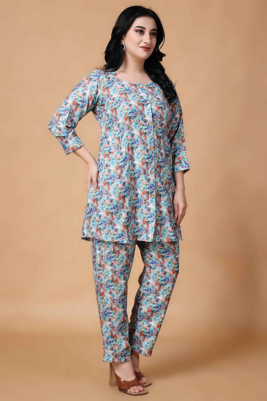 Buy Plus Size Vintage Melody Modal Co-ord Set At Apella | Sizes XS to 10 XL | India | Free Delivery | Customized