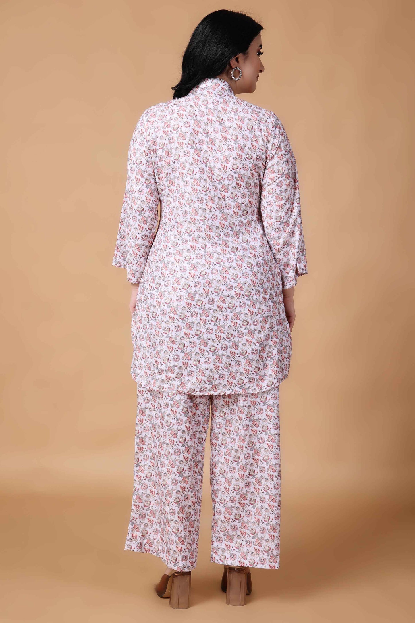 Buy Plus Size Peachy White Modal Co-ord Set At Apella | Sizes XS to 10 XL | India | Free Delivery | Customized