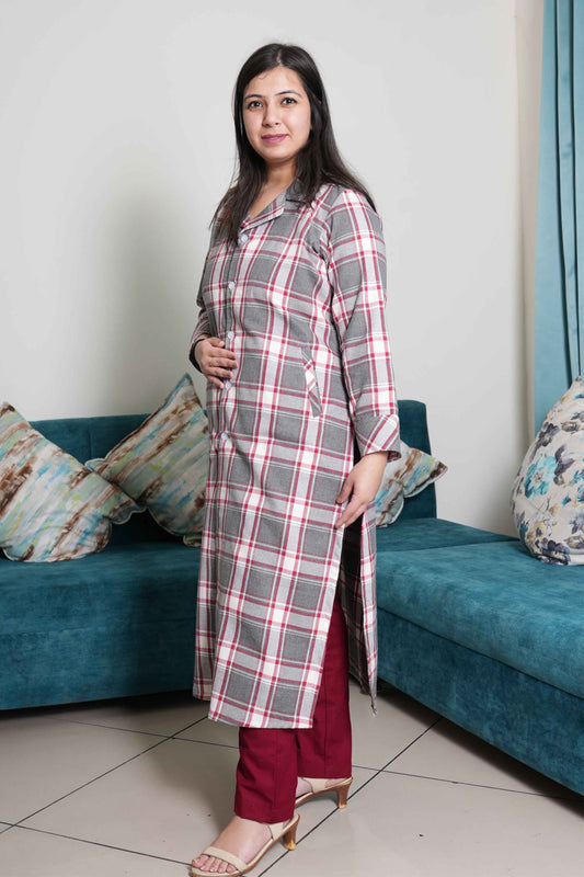 Buy Plus Size Crimson Charm Woollen Kurta At Apella | Sizes XS to 10 XL | India | Free Delivery | Customized