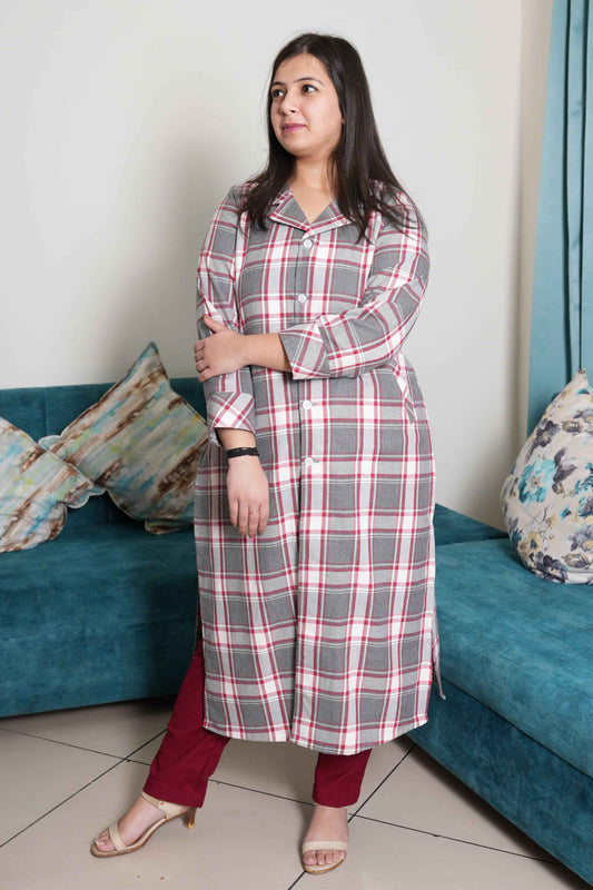 Buy Plus Size Crimson Charm Woollen Kurta Set At Apella | Sizes XS to 10 XL | India | Free Delivery | Customized