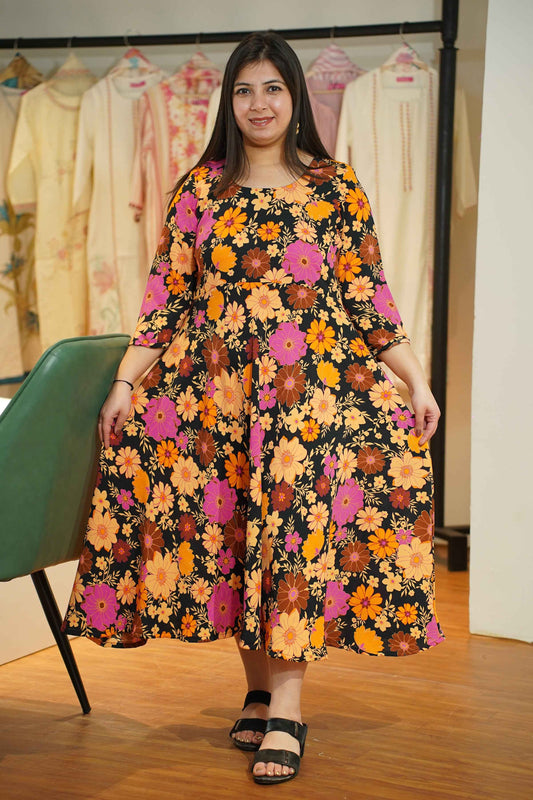 Peachy Petal Floral Maxi Dress