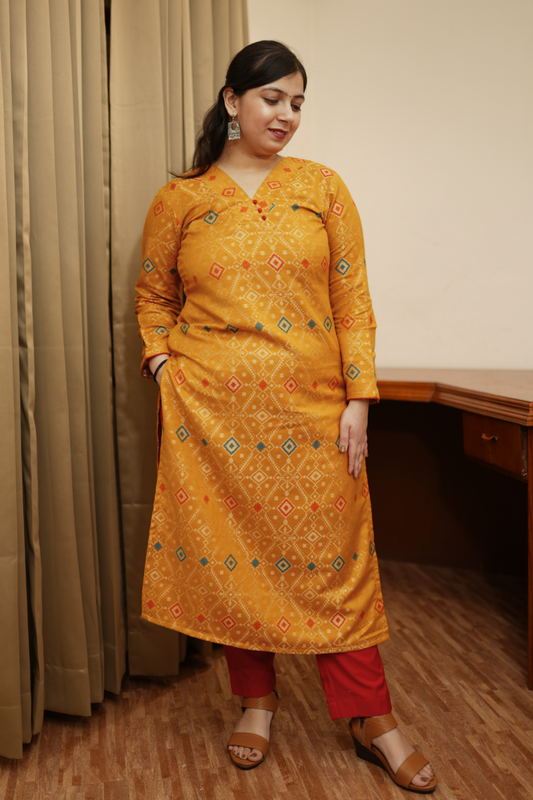 Buy Plus Size Amber Magic Woven Pashmina Kurta At Apella | Sizes XS to 10 XL | India | Free Delivery | Customized