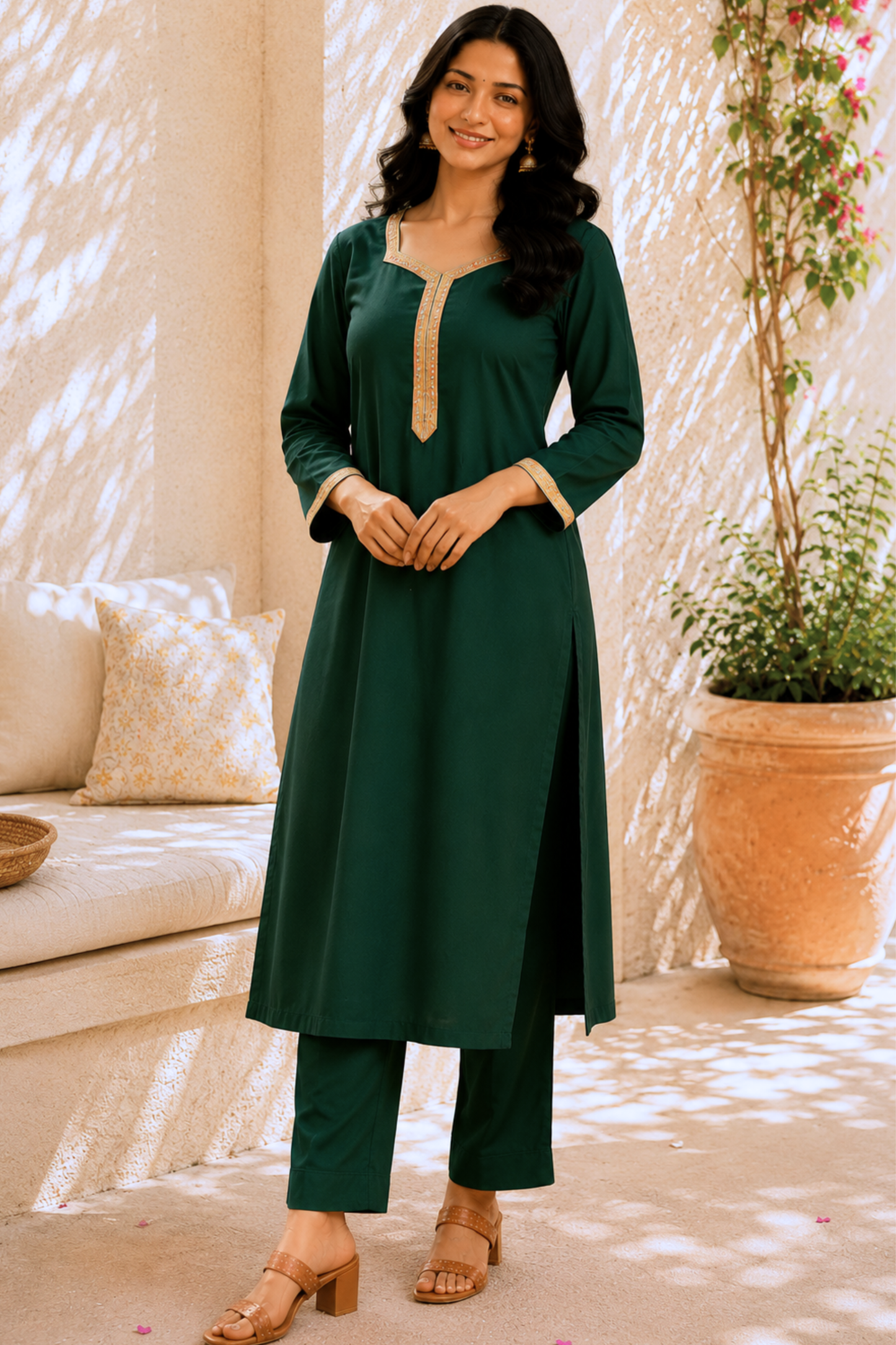 Virasat Green Everyday Suit Set