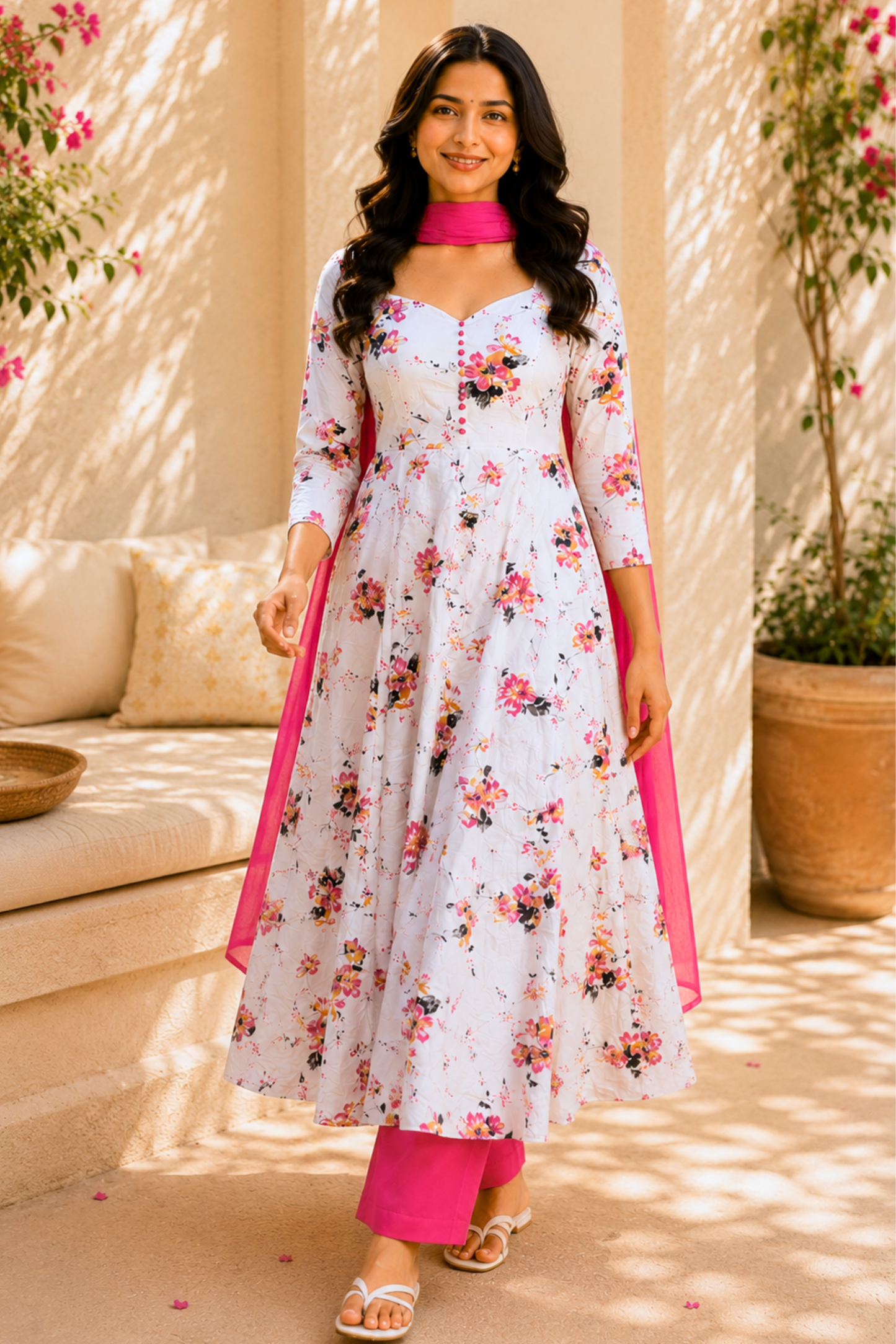 Ivory Mayfair Rayon Anarkali Set