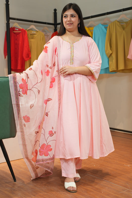 Summer Rose Rayon Anarkali Set