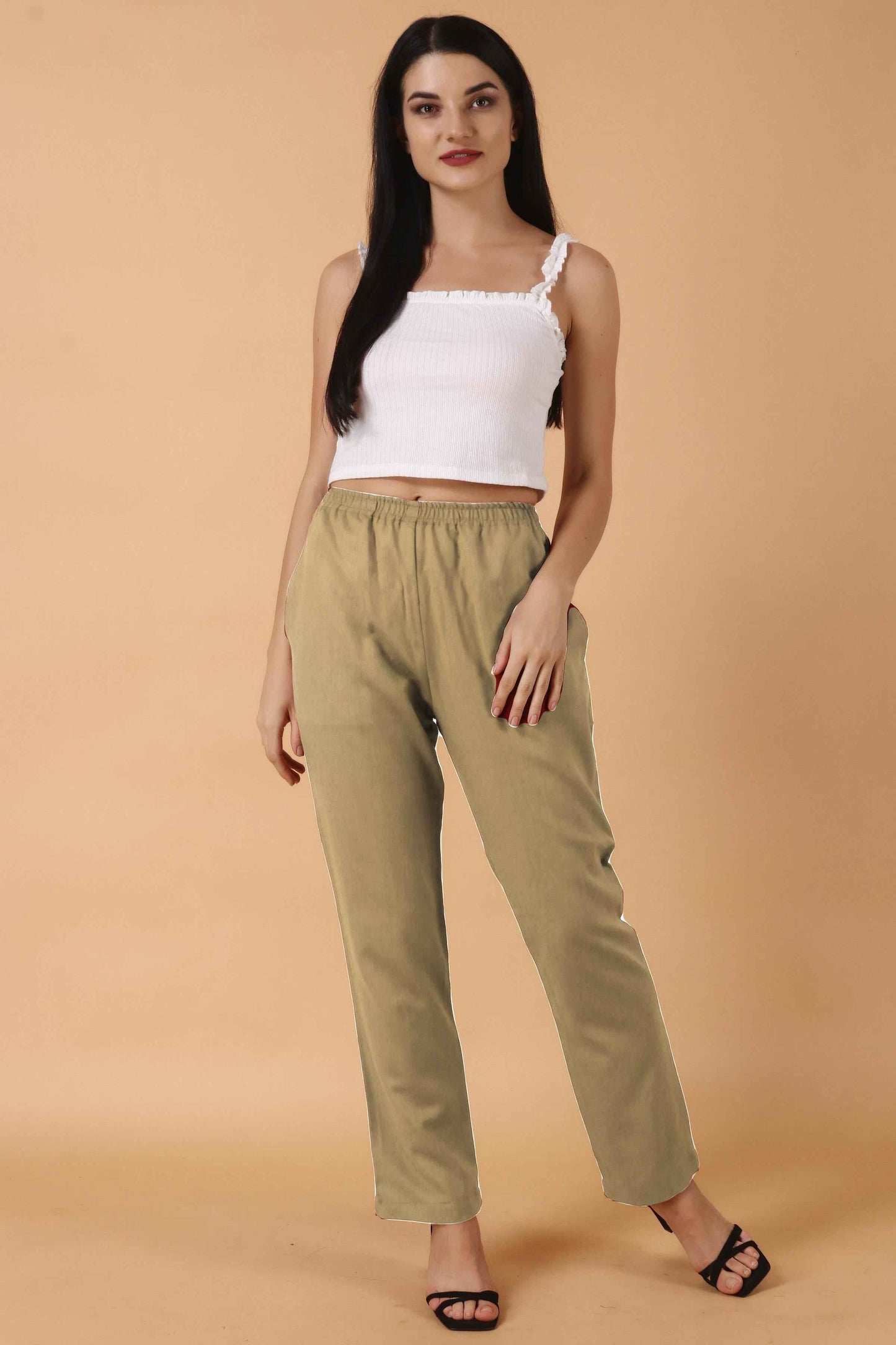 Beige Woollen Pant Palazzo