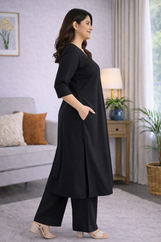 Midnight Ease A-line Kurta With Flared Pants