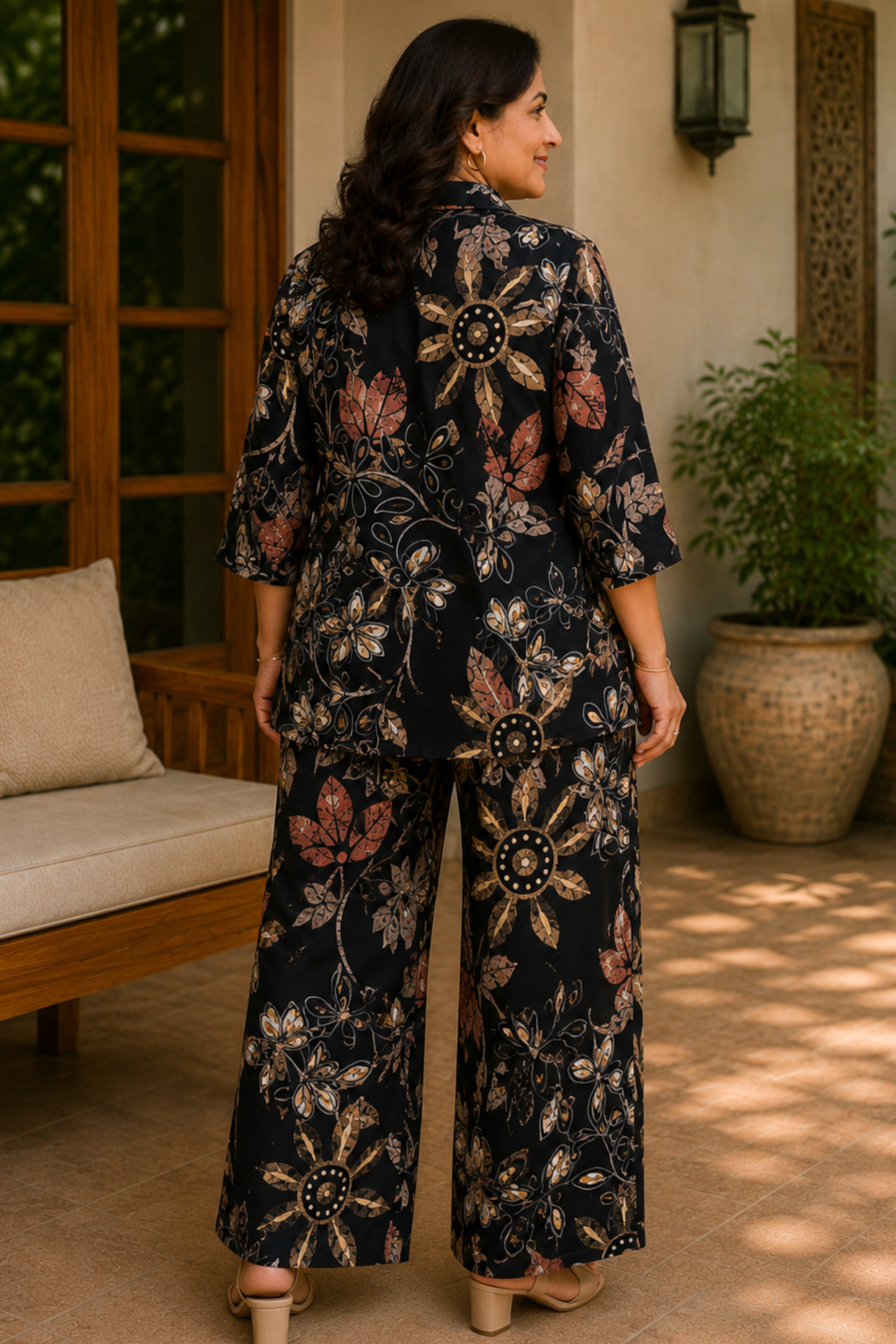 Noir Botanica Foiled Linen Co-ord Set