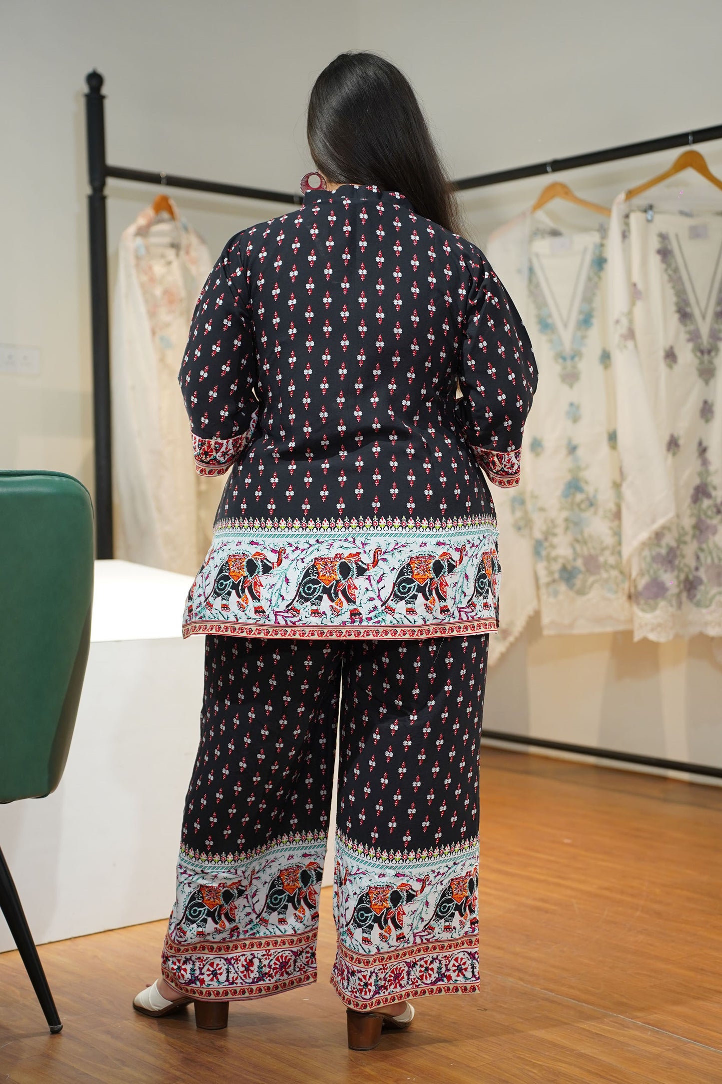 Noir Bordered Rayon Co-ord Set